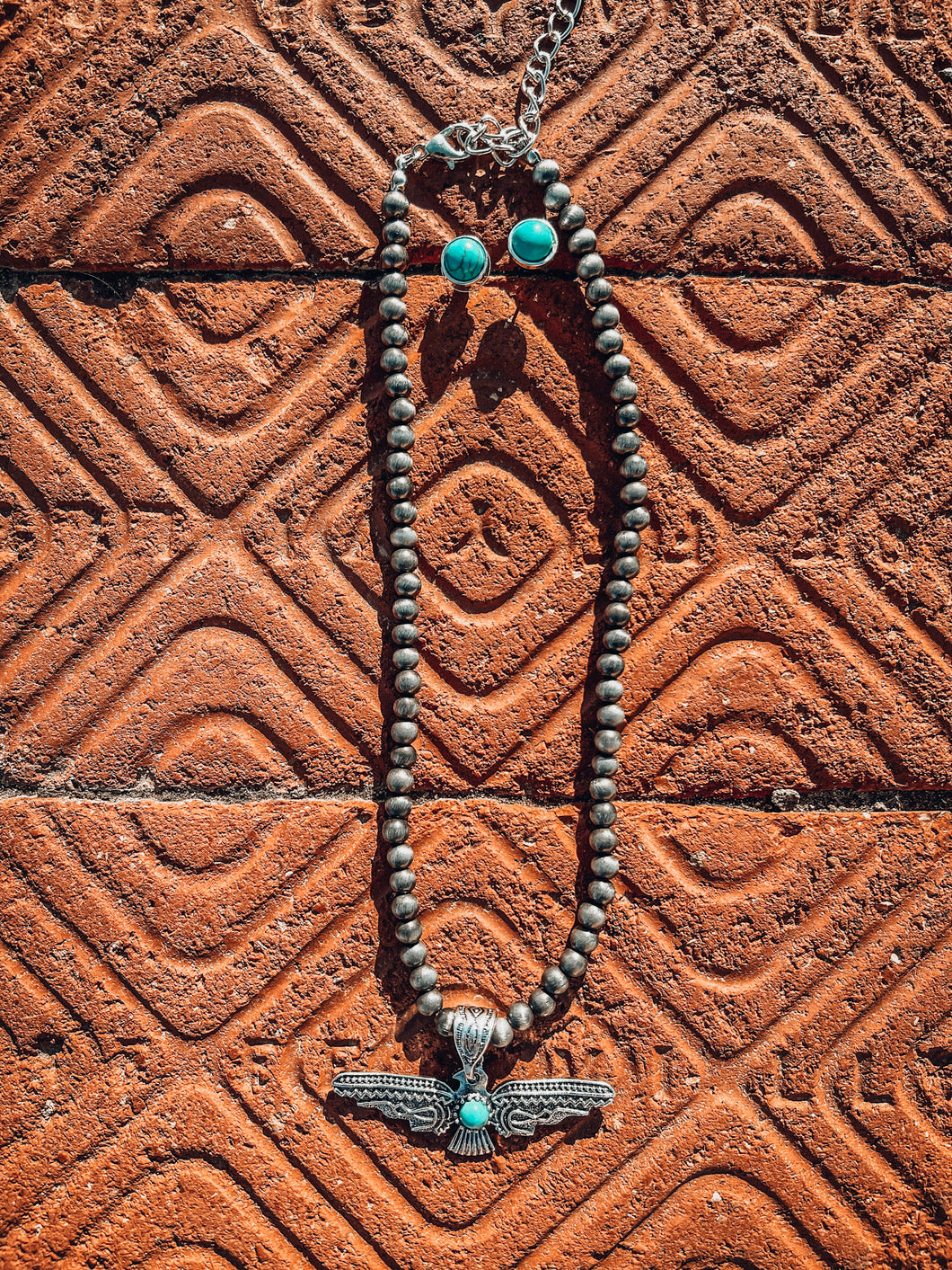 Thunderbird Navajo Style Pearl Necklace Set