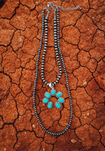 Load image into Gallery viewer, Squash Blossom Layered Navajo Style Pearl Necklace
